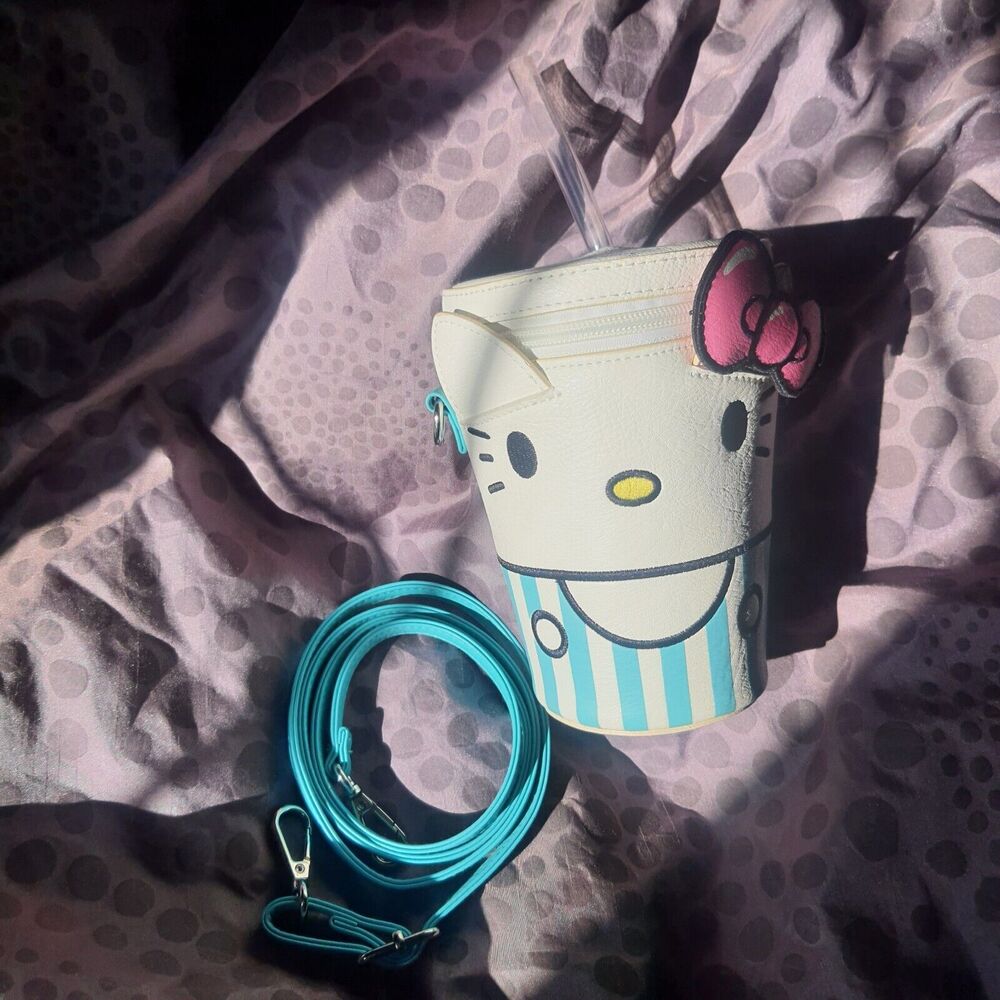 Loungefly Sanrio Hello Kitty Purse Drink Cup Crossbody Bag Heart Logo